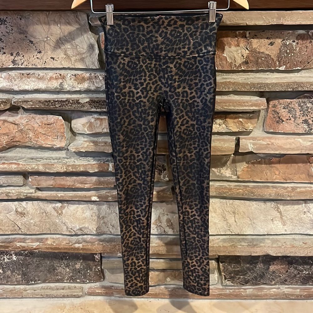 Spanx Leopard Print Faux Leather Leggings